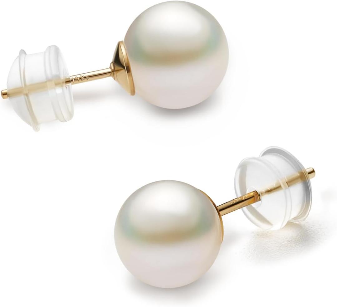 NORBU S925, AAAA+ Round Freshwater Stud Pearl Earrings for Women, Timeless Elegant Gifts for Her Mom Wife, Mothers Day/Wedding Anniversary/Christams