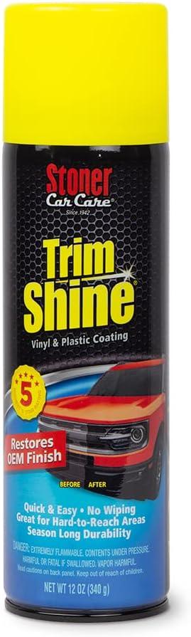 Stoner Car Care 91034 Trim Shine Vinyl and Plastic Aerosol Protectant Coating for Automotive Interior and Exterior Restores OEM Finish and Color, Protects From Fading, 12 Oz, Pack of 1