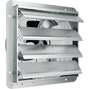 Shutter Exhaust Fan, 20'' with Various Speeds, AC-motor, Wall Mount Attic Fan, Ventilation and Cooling for Greenhouses, Garages, Sheds, FCC