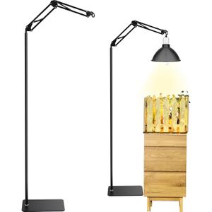 Queekay Reptile Heat LAMP Stand, Black Metal, Adjustable Height and Width, 5 Hanging Hooks, for Terrarium, Aquarium, Incubator, Cages, Suitable for Reptiles, Amphibians, Small Animals