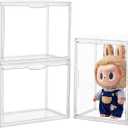 Acrylic Display Case 3 Pack Acrylic Box With Magnetic Door Clear Plastic Stackable Storage Bins With Lids Large , Figures Collectibles Display Bag Organizer