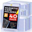 40ct Magnetic Card Holders, 35pt One Touch Card Holder, U-V Protection Hard Plastic Case for Trading Cards, Display Case for Sports, Baseball, Football, Game Cards