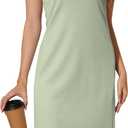 Women Business Sheath Midi Dress, 2025 Summer Sleeveless A-line Slimming Work Pencil Skirt (Green, XL)