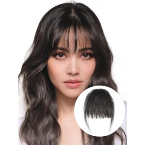 Clip in Bangs 100% Real Human Hair fake bangs clip in hair extensions clip on bangs for women Wispy Fringe Bangs Natural Hair Pieces for Daily Wear(Wispy Bangs,Black)