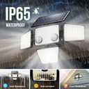 LYWALT Solar Lights Outdoor - 3000LM 188 LED Motion Sensor Outdoor Lights, 4 Heads IP65 Waterproof Powered Security Flood Lights, 270Wide Lighting Angle Wall Light with Sensors for Backyard (4 Pack)