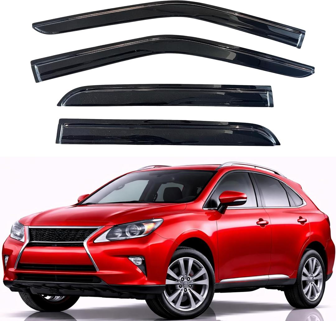 KPY Rain Guards Fit for 2010-2015 Lexus RX350 RX450h, Out-Channel Window Visors Vent Wind Deflectors 4PC, Car Accessories for 10-15 Lexus RX Series