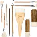 Glaze Brushes Pottery Tools,10 PCS Painting Ceramic Brush Set, Different Shape Wool Soft Bristle for Ceramic Pottery Glazing Creation