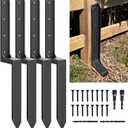 Fence Post Repair Kit - Thickened 11-Gauge Steel Anchors & Stake for Broken/Leaning 4x4/6x6 Wood Posts, 4-Pack