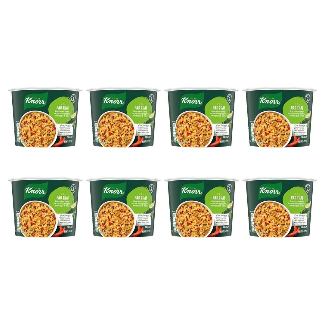 Knorr Pasta Cup Pad Thai 8 ct For a Quick and Easy Meal Made with 100% Real Vegetables & No Artificial Flavors or Preservatives, 2.6 oz (EXP 10/10/26)