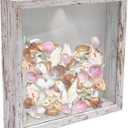 GraduationMall 8x8 Top Loading Shadow Box Frame with HD Glass,Wood Display Case with Slot,1.25 inches Interior Depth,Ideal for Wine Bottle Caps,Tickets,Shells,Stamps and More,White