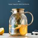 AEFPOYMXU 64 oz Amber Glass Pitcher with Lid and Spout Borosilicate Water Pitcher Bedside Water Carafe Vintage Glass Jug for Juice Coffee Iced Tea Hot Cold Beverage Lemonade Fridge 1.8L