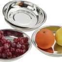 7.64 Inch Stainless Steel Round Plate, Dinner Plate Dish, Pack of 6