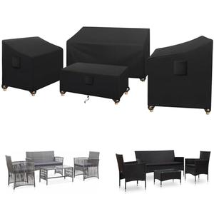 SIRUITON Patio Furniture Covers, Outdoor Furniture Cover Waterproof 4-Piece, Patio Furniture Set Covers, Heavy Duty Durable and Water Resistant Fabric (210D Polyester Oxford, Black)