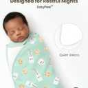 PATPAT Cotton Swaddle for Newborns, Soft Baby Wearable Blanket, Quiet Hook & Loop Closure, Easy Transition Design, 2-Way Zipper for Easy Diaper Changes, 0.5 TOG, Milk & Cookies, 0-3 Months (Green)