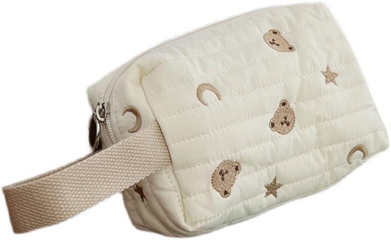 Kawaii Makeup Bag Cosmetic Case Cute Bears Storage Organizer with Handle Japanese Aesthetic Zipper Toiletry Bag