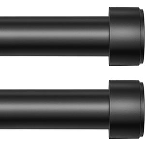 2 Pack Curtain Rods for Windows 32-90 Inch, 1 Inch Adjustable Black Curtain Rod Set with Brackets, Easy Install