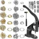 Grommet Press Kit with 3000 Eyelets & 3 Die Sets - Heavy Duty Cast Iron Hand Press Machine for Effortless Grommet Installation on Tarps, Curtains, Canvas, Tents & Crafts (1/4 3/8 1/2 Inch) (Black)