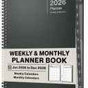 Dunwell 2026 Planner Book 8.5x11, Weekly Monthly Calendar, Jan to Dec, Large Daily Organizer with Laminated Tabs, Bookmark, Notes Section & Stickers (Charcoal Gray)