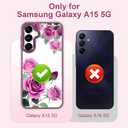 2 x for Samsung Galaxy A15 5G Case（6.5 inch） with Tempered Glass Screen ProtectorSlim TPU & Hard PC Crystal Clear Cover, Elegant Floral Pattern Design for Girls Women(Galaxy A15-Rose/Purple