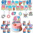 2 x 6 7 Birthday Decorations, 67 Meme Theme Birthday Party Decorations Kit Includes Banner, Large Cake Topper, 6 x Hanging Swirls, 24 x Cupcake Toppers