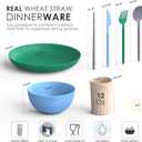 2 x Wheatstraw Dinnerware Set for 4 - Camping Dishes & Utensils - Microwavable Plates - Alternate To Plastic Plates And Bowls - Camping Kitchen Set - Rv Dinnerware - Wheat Straw Dorm Dishes
