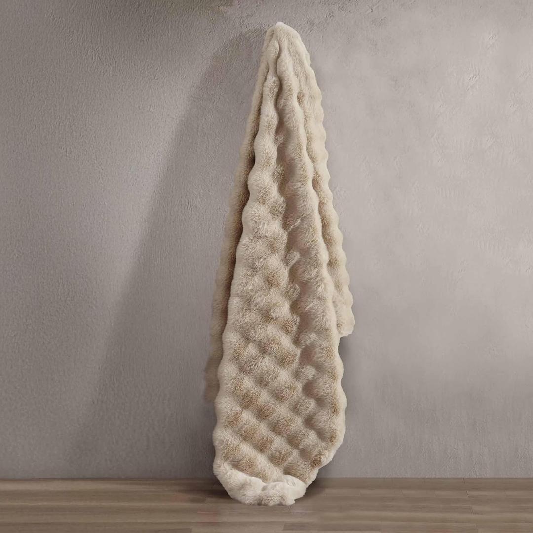 Riverbrook Home Wavy Faux Fur Throw, 50 x 60 Inches, Ultra Soft Plush Decorative Accent, Black