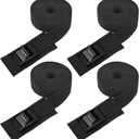 Ayaport Lashing Straps with Buckles Adjustable Cam Buckle Tie Down Cinch Strap for Packing Black 4 Pack (1'' x 8')
