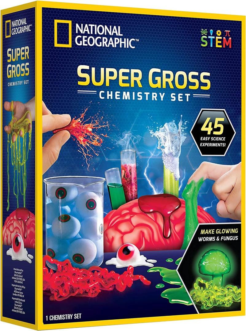 National Geographic Gross Science Kit - 45 Gross Science Experiments- Dissect a Brain, Make Slime, Creepy STEM Project for Boys and Girls, Birthday Gifts for Kids 8-12 