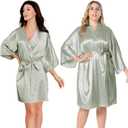 EPLAZA Women Silky Satin Robe Wedding Bridal Party Bride Bridesmaid Robes Kimono Loungewear Dressing Gowns S/M