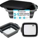 Tiawudi Large Collapsible BBQ Prep Tub with Lid(4.22 Gal/16L), Foldable Camping Sink with Colander, Cutting Board, Dish Basin for Kitchen, Bowl, Vegetable and Fruit, Storage Basket for Picnic