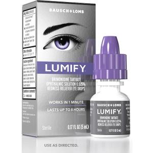LUMIFY Eye Drops for Red Eyes, Redness Reliever for Brighter Looking Eyes, Works in 1 Minute & Lasts Up to 8 Hours, Eye Drops, 0.17 Fl Oz (5 mL), Best By: 01/2026