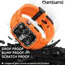 amBand Bands Compatible with Apple Watch 9/8/7 45mm, M1 Sport Series Rugged Case with TPU Strap Military Protective Tough Cover Bumper for iWatch SE3/SE2/SE/6/5/4 44mm Men Orange
