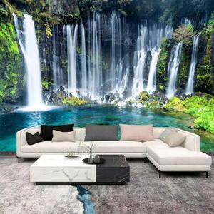WFBHUA-Wall Mural Waterfall Green Nature Lake Landscape Wallpaper Decor for Bathroom Living Room Bedroom(Not Peel and Stick) (149" x 96", Art Wall-25)