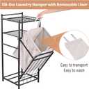 PLKOW Tilt Out Laundry Hamper with Shelf, Laundry Basket Laundry Hamper Cabinet with Removable Liner Bag, 65 Liter, 15.8L x 15.8W x 40H Inch, Large