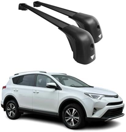 OMAC Roof Rack Cross Bars for Toyota RAV4 2013-2018 Heavy Duty-Lockable 220Lbs Aluminium Black 2Pcs fits Cargo Carriers Kayak Canoe Bike Snowboard