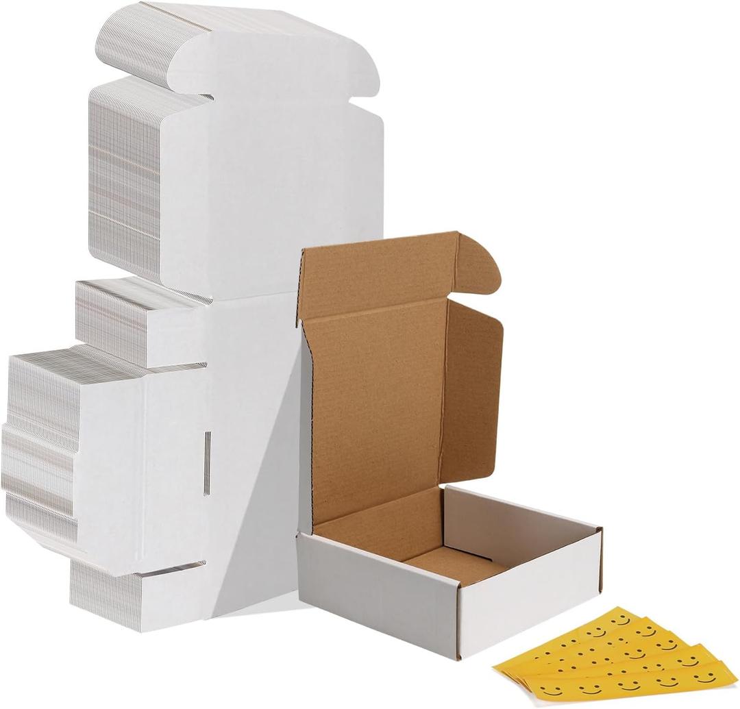HORLIMER 6x6x2 inches Shipping Boxes Set of 50, White Corrugated Cardboard Box Literature Mailer
