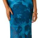 PRETTYGARDEN Women's Floral Bodycon Maxi Dress Summer Beach Sundress Sleeveless Spaghetti Strap Wedding Guest Dress (Blue, L)