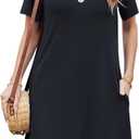 FZ FANTASTIC ZONE Women's Casual Summer T Shirt Dresses Short Sleeve Swing Dress with Pockets (L)