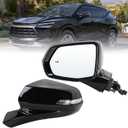 Left Driver Side Mirror Compatible With 2019-2026 Chevy Blazer With Manual Folding Power Glass Heated Turn Signal Mirror Memory Blind Spot Black Replace#84698493(14Pins)