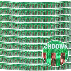 Football Party Decorations 10 Pack 98 FT Green Brown Foil Fringe Garland Metallic Tinsel Streamer for Superbowl Birthday Decorations Football Party Supply