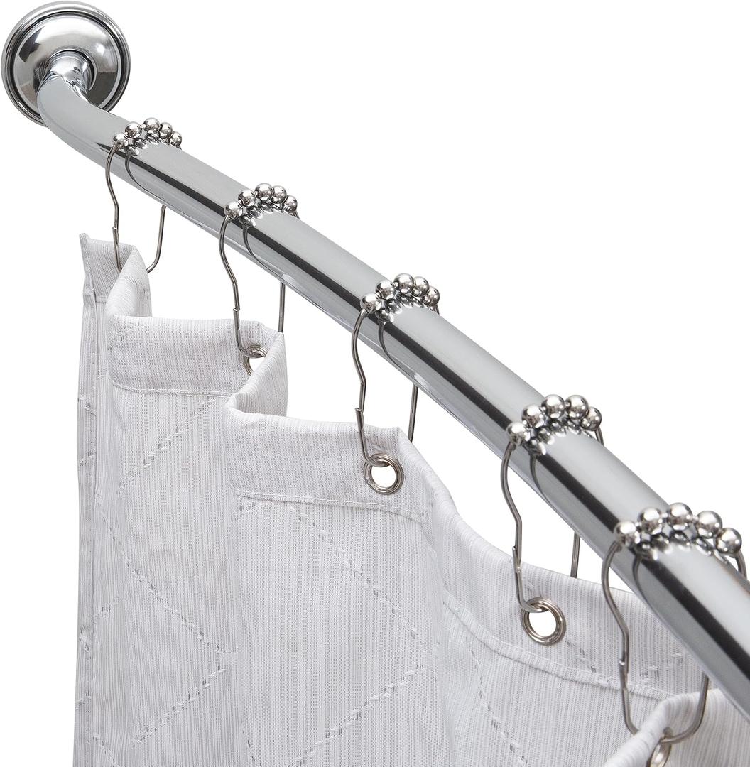 Bath Bliss Curved Shower Rod | Adjustable 42"-72" Inch | Bathroom Shower Curtain and Liner Rod | 33% More Space | Wall Mounted | Easy Installation | Chrome