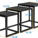 Nesting Table Set of 3 Side Tables, Modern Coffee Table Stacking End Table with Metal FrameBlack, 17.72 Inches X 17.72 Inches X 19.69 Inches