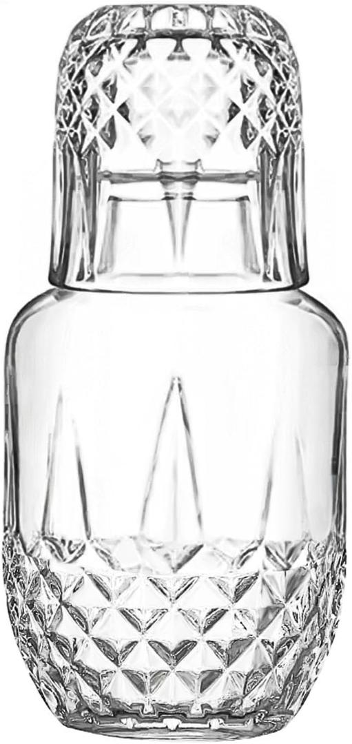 Bedside Night Water Carafe Set with Glass, Clear Nightstand Carafe for Bedroom and Guest Room, Glass Mouthwash Decanter for Bathroom (18.5 OZ) Bedside Night Water Carafe Set with Glass, Clear Nightstand Carafe for Bedroom and Guest Room, Glass Mouthwash Decanter for Bathroom (18.5 OZ)
