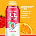 Sparkling Ice Caffeine Strawberry Citrus Sparkling Water with Caffeine, Zero Sugar, with Antioxidants and Vitamins,16 fl oz Cans (Pack Of 12)