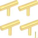 Yiking 4 Pack Solid Brass Cabinet Pulls, Gold T Bar Drawer Handles, Modern Kitchen Cabinet Hardware for Dresser, Cupboard and Bathroom Vanity, 2 Inch