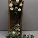 Faux Flowers for Vase, White Kiku Flowers 10 Stems&2 Eucalyptus, Fake Dried Flower Pottery Realistic Artificial Chrysanthemums Mini Pom Pom Ball for Table Centerpieces Floral Arrangements Home Decor