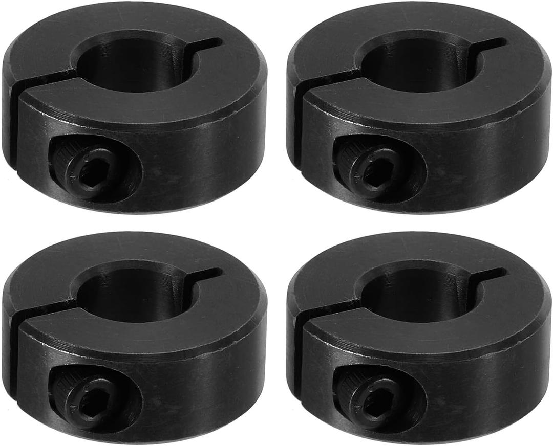 PATIKIL Bore 12mm Single Split Shaft Collar 28mm OD 11mm Thickness, 4 Pack 45#Carbon Steel Locking Collar Clamp Style with Set Screw for Machine Tools Industry, Black (12mm/7/16inch)