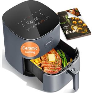 Cosori Air Fryer Pro, Compact 5QT, Ceramic Coating, 7 Presets with Preheat & Keep Warm, 450, Easy to use & clean, Shake Reminder, 130+ In-App Recipes, Nonstick & Dishwasher-Safe Basket, Gray