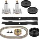 SCITOO Deck Rebuild Kit, 42 Lawn Mower Deck Parts Rebuild Kit Fit for Poulan Pro PP19A42 PB185A42 PB195H42LT PB20H42YT, 1 Belt 2 Spindle Assembly 2 Mower Pulleys 2 Mower Blades 2 Idler Pulleys