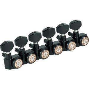 Guyker 6 In-line Guitar Locking Tuners  1:18 Locking Tuning Key Pegs Tuners  Black